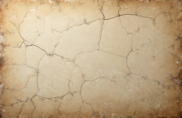 Old art canvas background with craquelure texture. Vintage canvas with cracks, beige color. Crumpled shabby surface for abstract artwork, prints, or design backgrounds. Grunge element.