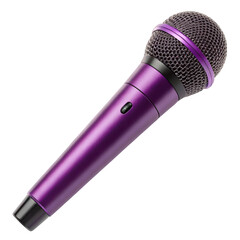 A sleek purple microphone on transparent background