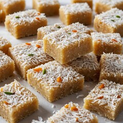 Coconut barfi or nariyal Burfi or barfee is a popular festival sweet from Maharashtra, India
