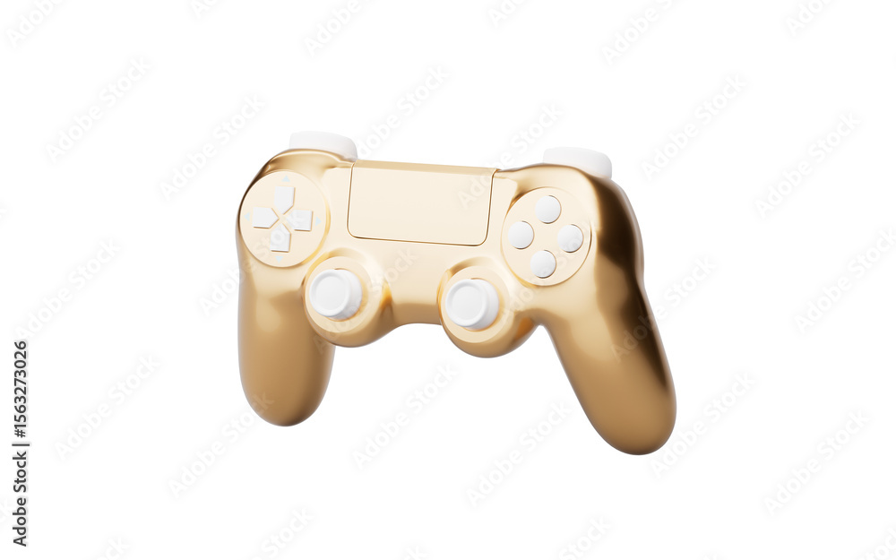 Aufkleber golden gamepad with game recreation concept, 3d rendering.