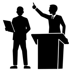 Teacher at Podium Silhouette