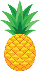 This simple, colorful illustration showcases a single pineapple.