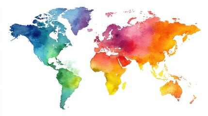 Colorful Watercolor World Map