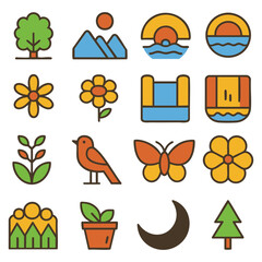 Nature-themed set of icons