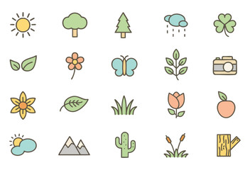 Set of icons of nature