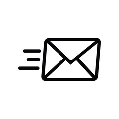 Fast Mail Delivery Icon: Minimalist Black and White Envelope Speed Symbol