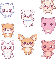 A fun collection of cute animal set