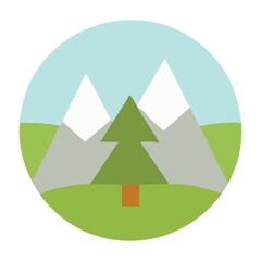 Pine tree and mountain vector illustration