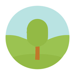 Vector illustration of a tree in a field