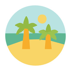 Tropical island with palm trees vector