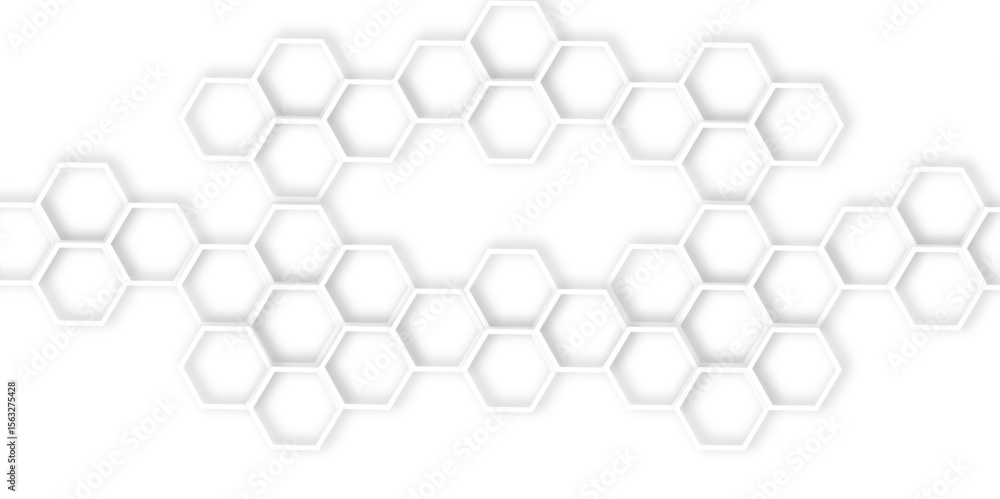 Aufkleber abstract geometric technology 3d white light structure technology out line hexagon polygonal honeyco