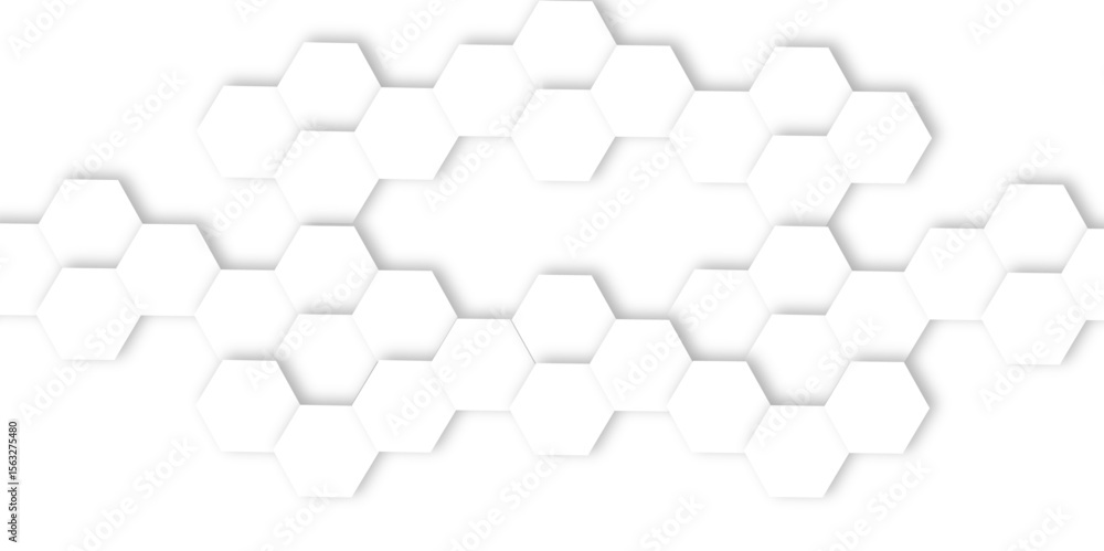 Poster abstract light grey and white hexagon 3d effect pattern with shadow seamless texture background. use