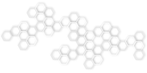  modern design featuring interconnected hexagons in white and gray, creating a modern and abstract geometric design with a honeycomb aesthetic