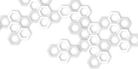  modern design featuring interconnected hexagons in white and gray, creating a modern and abstract geometric design with a honeycomb aesthetic