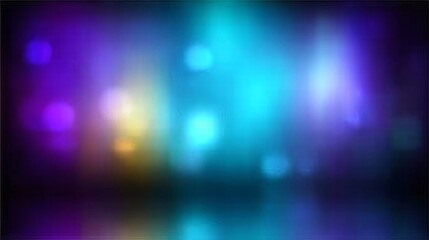 Abstract blurred glowing blue, purple, and teal bokeh lights on dark background, vibrant dreamy palette, ideal for backgrounds or digital design