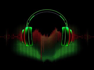 Headphones and sound waves