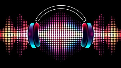 Headphones and sound waves