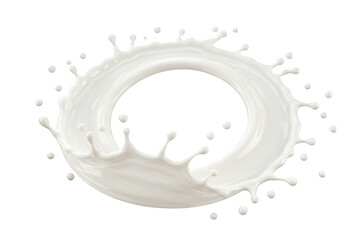 A Captivating Splash of White Liquid Creating Circular Patterns Against a Black Background, Evoking Energy and Fluid Motion