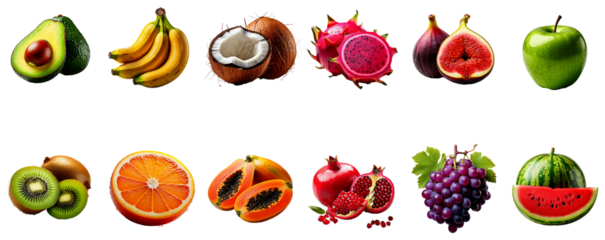 Fresh Fruit Variety Colorful Assortment Kiwi Banana Avocado