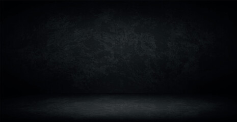 Black wall in dark studio, web background template - Vector illustration