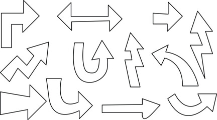 arrow collection, Arrows icon set. Outline style icons. Vector illustration flat design zigzag collection