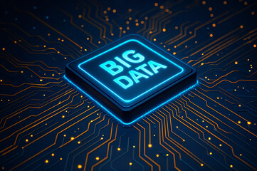 printed circuit board, big data, 3d render