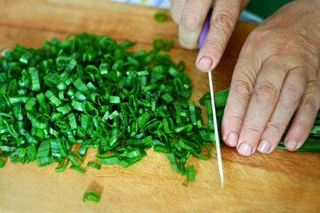 Sliced green onions.