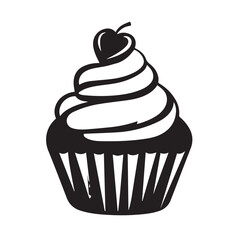 Realistic cupcake top view icon with whipped frosting and fine details in vector format for packaging, caf� menus and dessert brand illustrations.