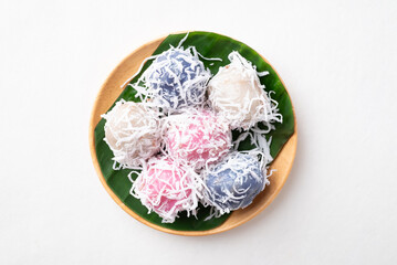 Thai coconut ball (Khanom Tom), Traditional Thai dessert made from boiled glutinous rice flour...