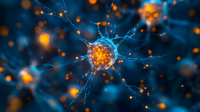 Scientific illustration of a neuron with tau protein aggregation disrupting microtubules inside the cell, highlighting pathological changes associated with neurodegenerative diseases such as41466065 3