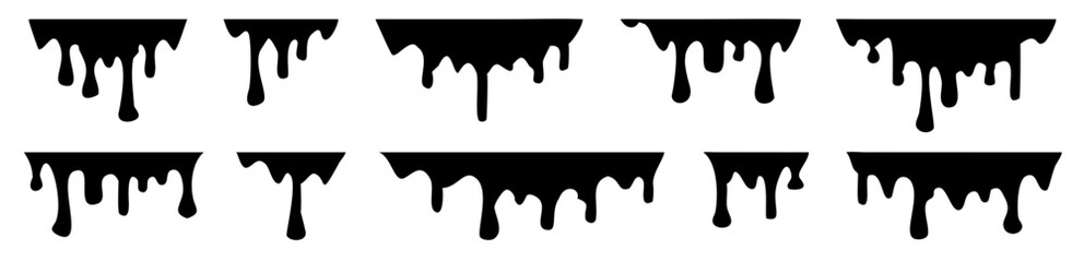Paint drips. Current black paint. Current drops. Vector illustration