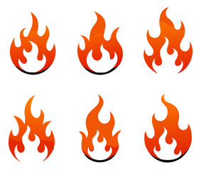 Fire flames icons collection. Vector