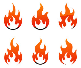 Fire flames icons collection. Vector