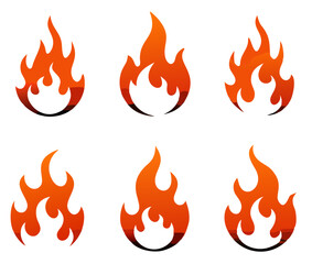 Fire flames icons collection. Vector
