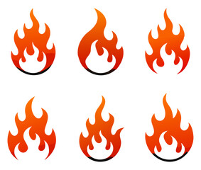 Fire flames icons collection. Vector