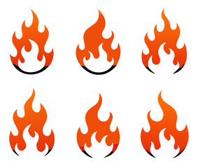 Fire flames icons collection. Vector