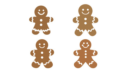Gingerbread Man Silhouette on White Background – Festive Cookie Icon Vector