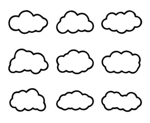 Simple outline clouds set. Vector illustration