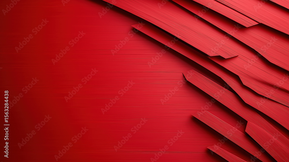 Poster abstract red wall design with layered textures and lines