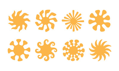 Bold bohemian sun abstract shapes. Gold star, sun silhouette, retro vector design