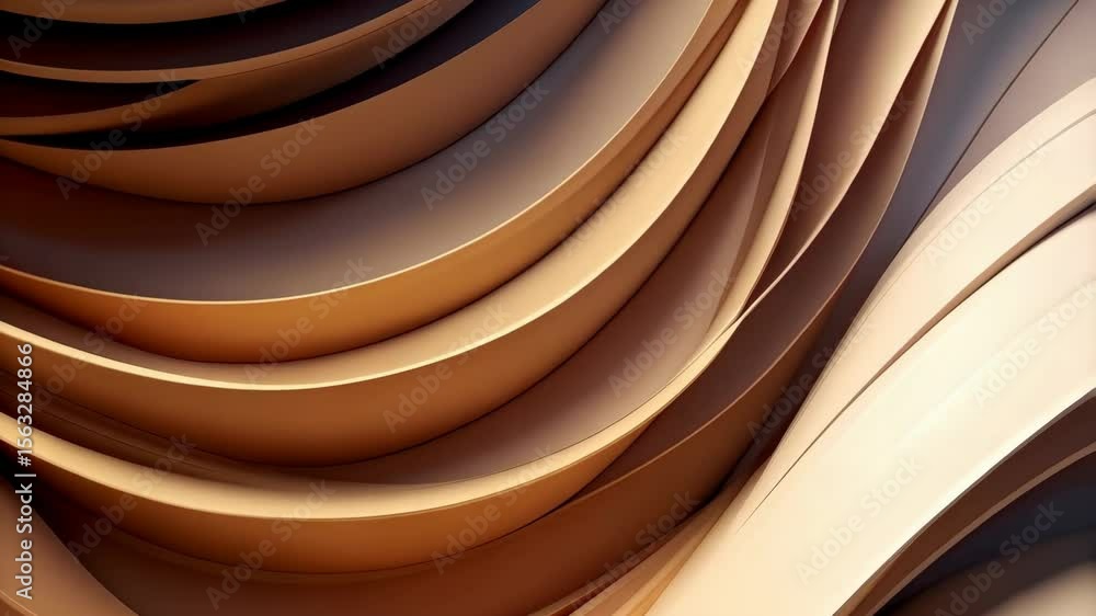 Poster abstract beige and cream waves creating a flowing, layered background, 3d rendered with light and sh