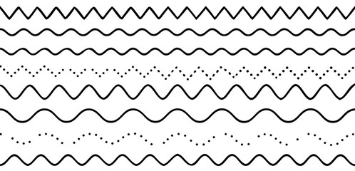 Wave line set. Zigzag. Vector illustration