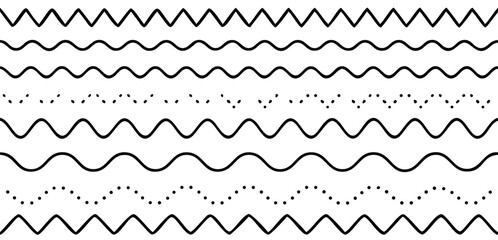 Wave line set. Zigzag. Vector illustration