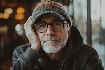 Stressed senior man worrying about an illness like cancer, Generative AI