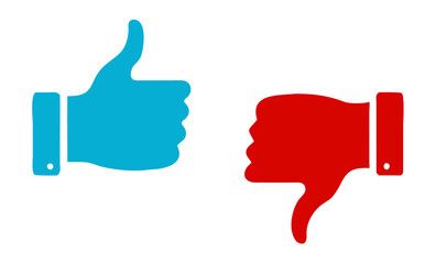Thumb up and thumb down. Icons. Vector illustration