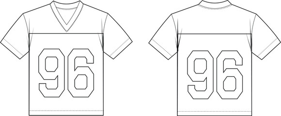 American football jersey vector illustration for mock-up and template.