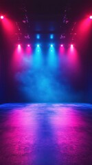Lavish lighting setup for a vibrant musical performance in a theater setting during the evening