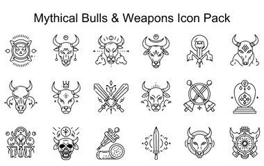 Mythical Bulls & Weapons Icon Set