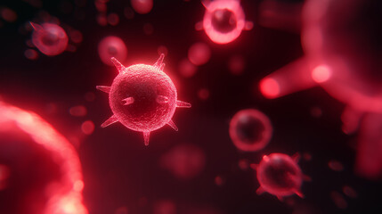 Razor blade-shaped virus particles in dark space, symbolizing the looming threat of a new COVID variant.