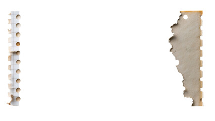 Fototapeta premium A ripped piece of vintage film photo paper with a worn border isolated on transparent background